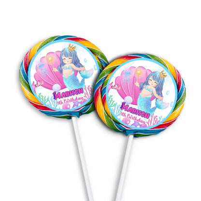 Lollipop label featuring mermaid design