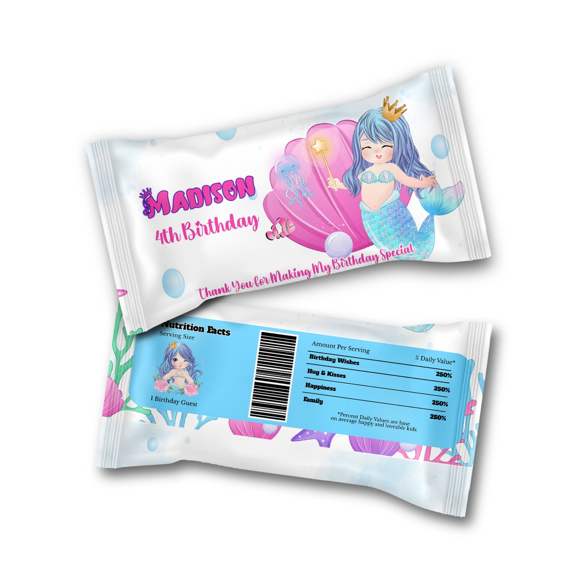 Skittles label with personalized mermaid theme