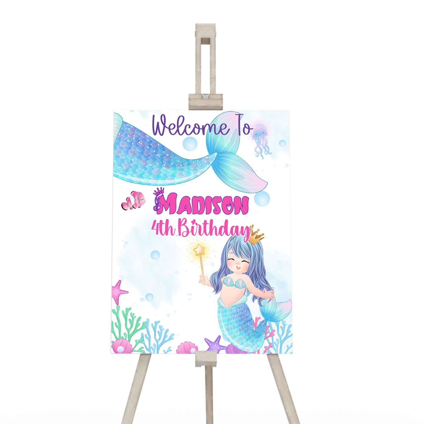 Welcome sign with mermaid theme