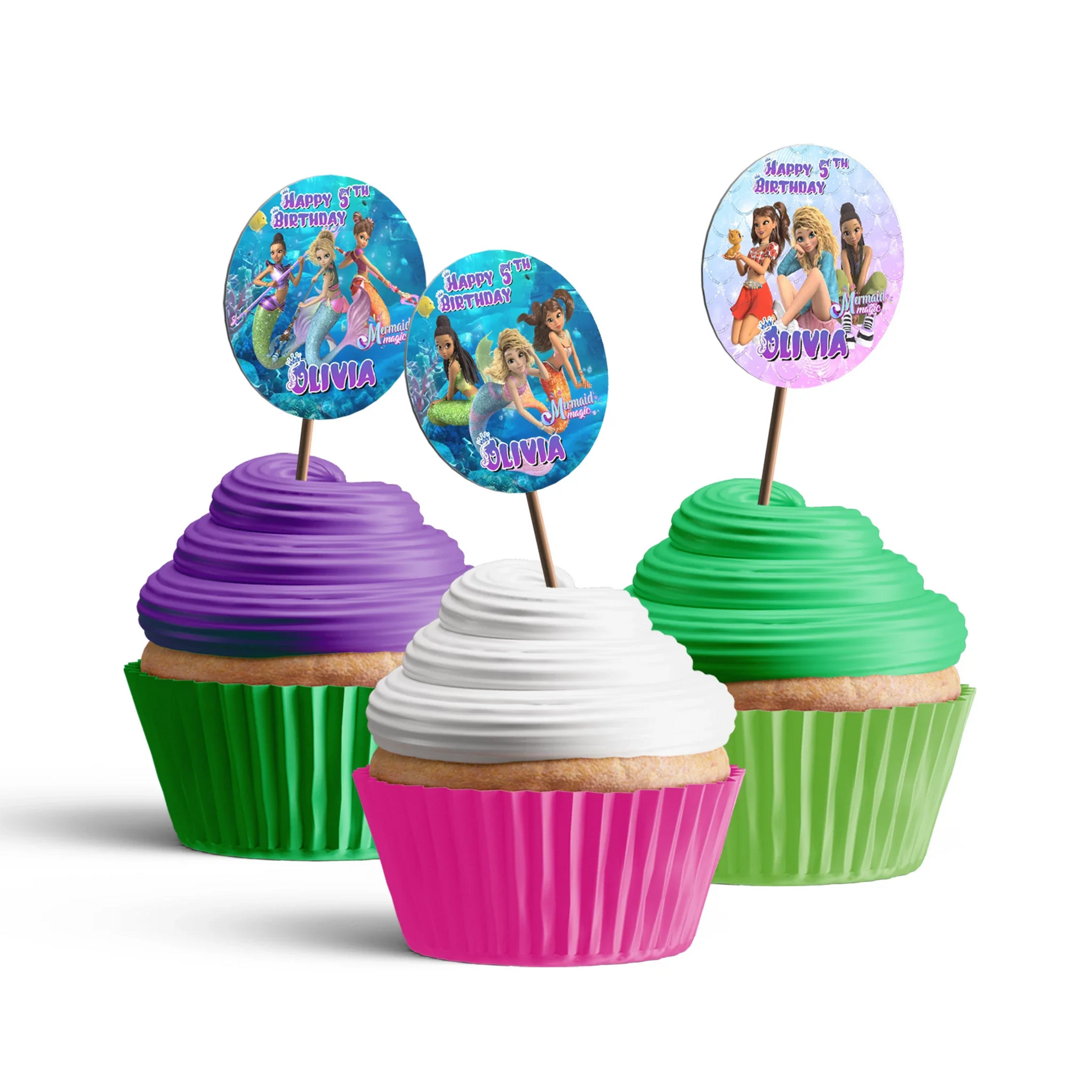 Personalized Mermaid Cupcake Toppers