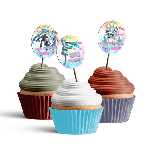 Hatsune Miku Personalized Cupcakes Toppers