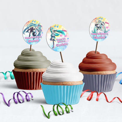 Hatsune Miku Birthday Decorations, CV01 Party Supplies, Miku Vocaloid software Themed, Hatsune Miku Expo Digital Template, Editable Hatsune Miku Image SVG PNG