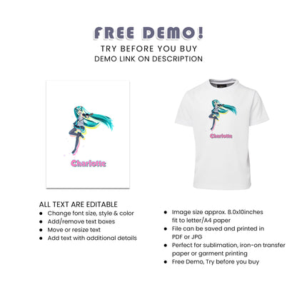 Hatsune Miku Sublimation T-Shirt - Custom T-Shirts with Hatsune Miku Designs