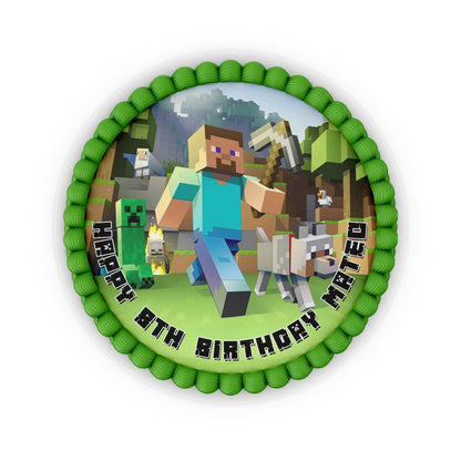 Round Minecraft Personalized Cake Images for a memorable celebration