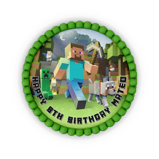Round Minecraft Personalized Cake Images for a memorable celebration