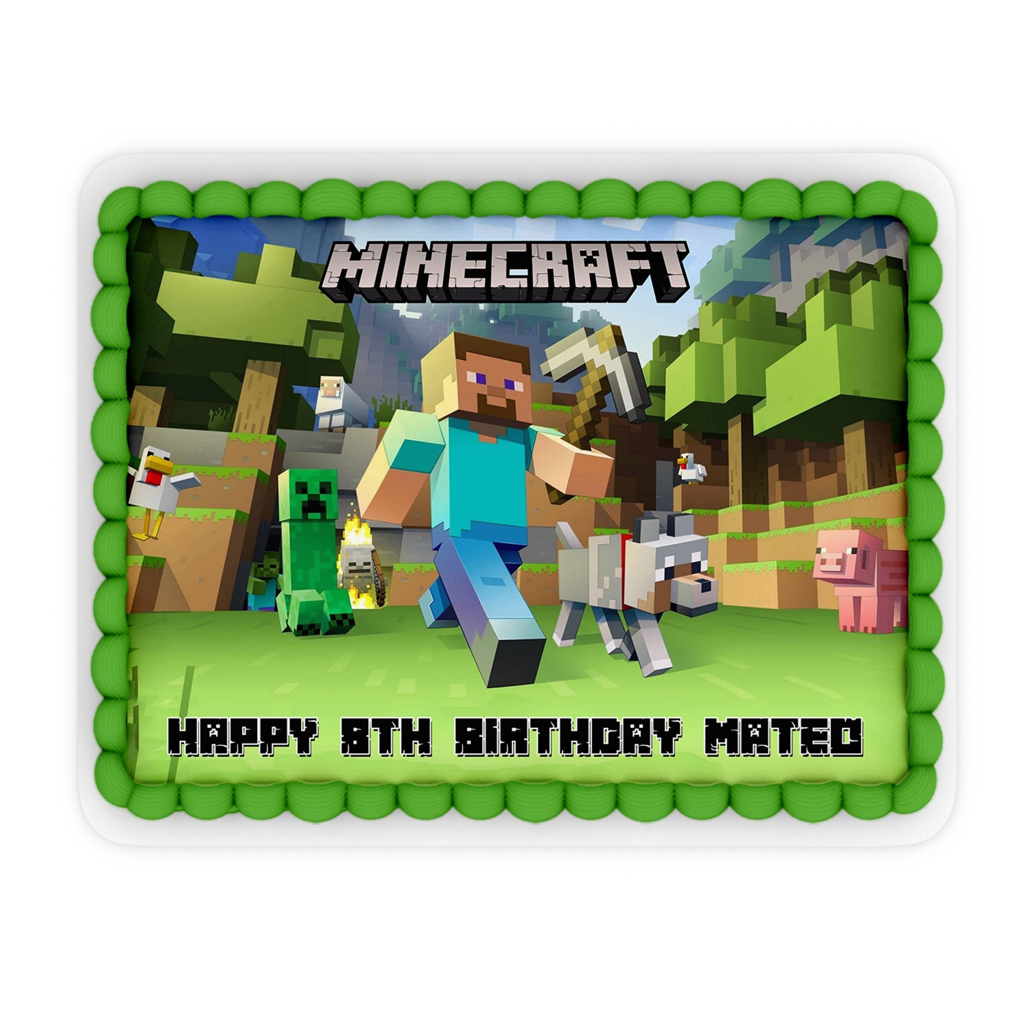 Rectangle Minecraft Personalized Cake Images : Level Up Your Party wit ...