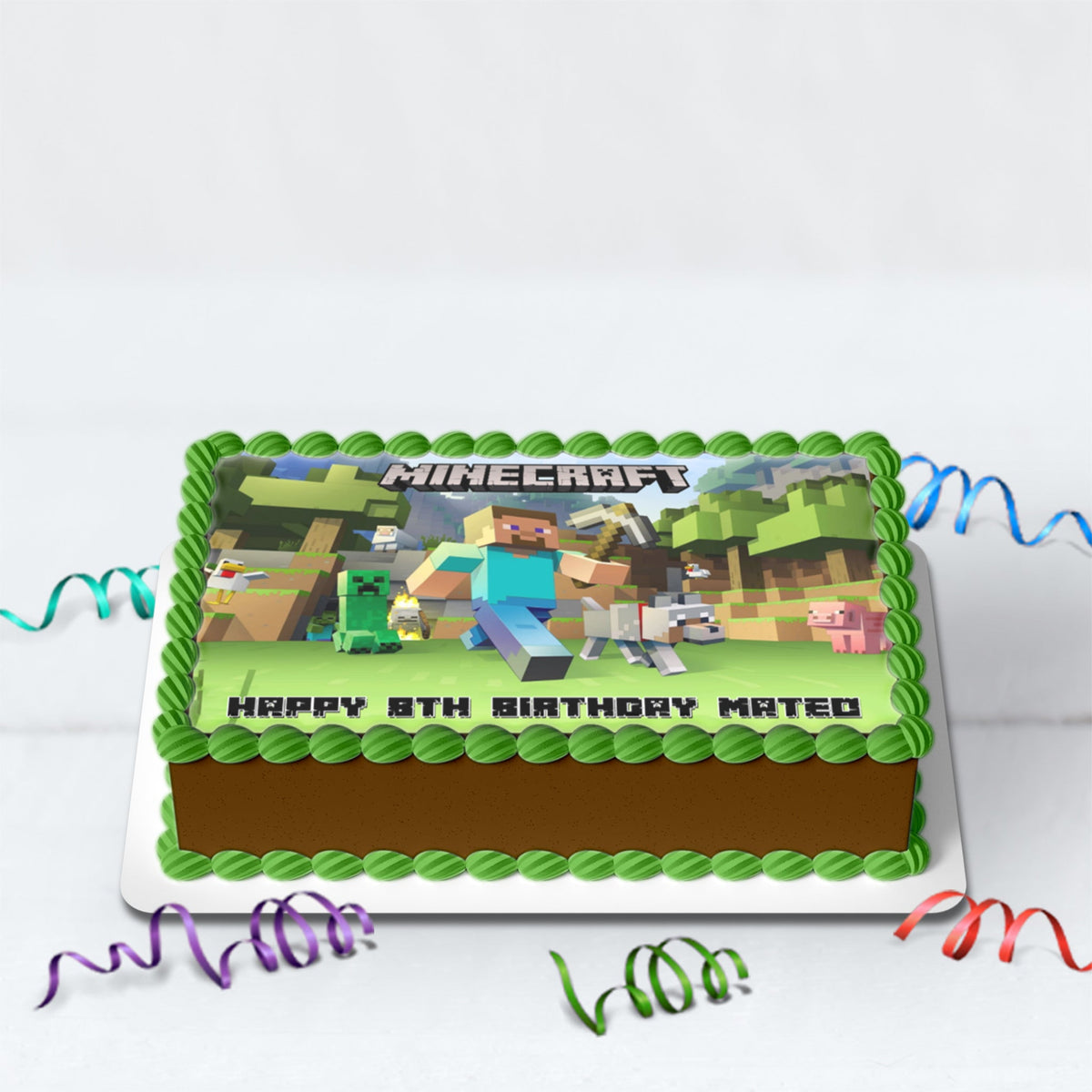 Minecraft Rectangle Cake Design Rectangle Minecraft Personalized Cake Images : Level Up Your Party wit ...