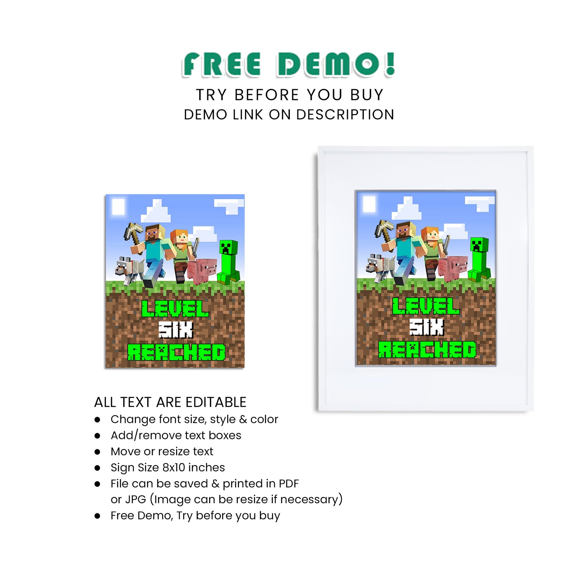 Minecraft Custom Sign : Personalize Your Gaming Party Decor – PartyDaz