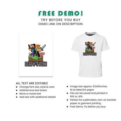 Minecraft Sublimation T-Shirt : Show Your Minecraft Love in Style