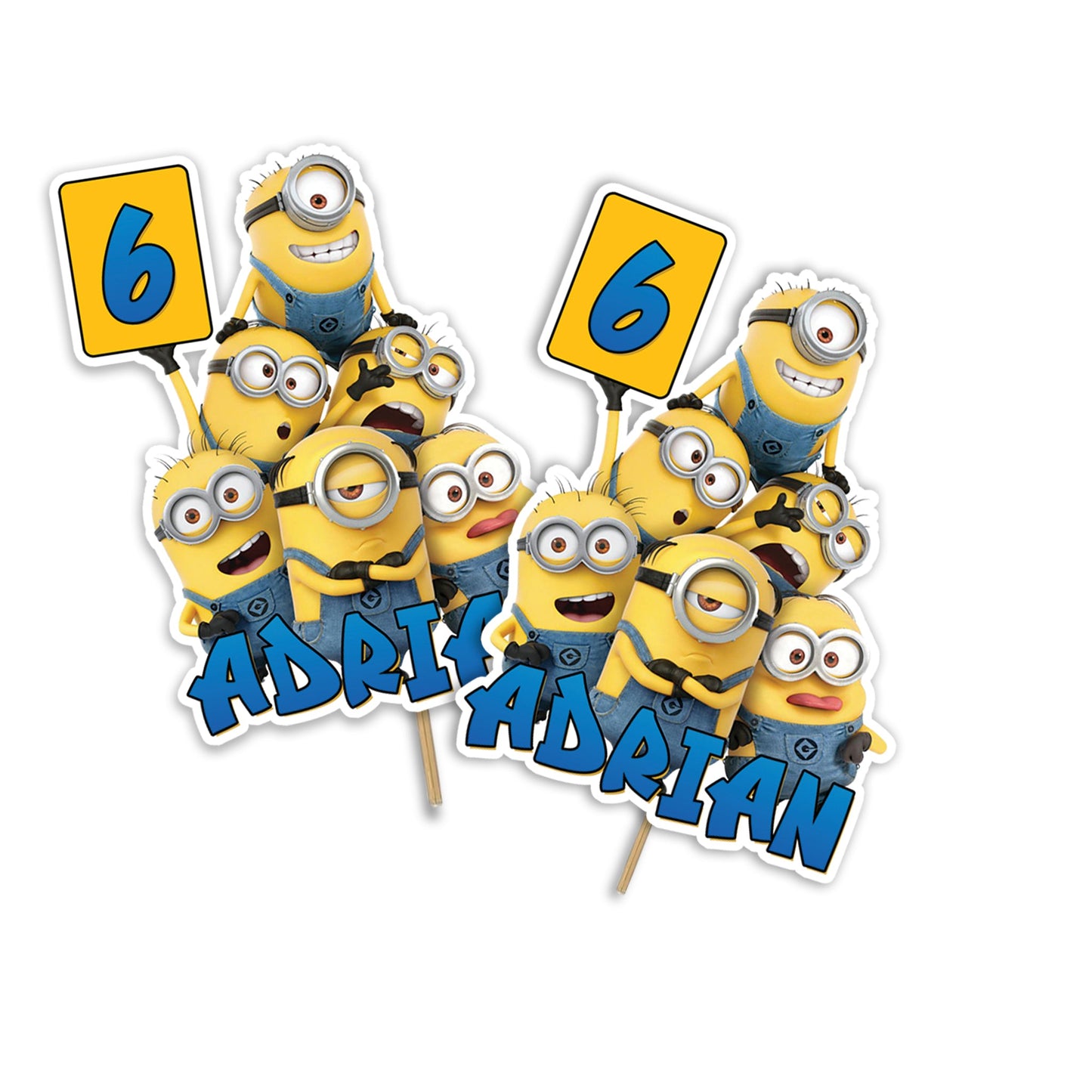 Minion themed personalized cake toppers