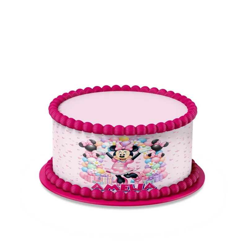 Minnie Mouse custom cake strips with pink polka dot patterns displayed neatly on a clean white background