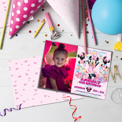 Minnie Mouse Birthday Decorations, Disney Party Supplies, Minnie & Mickey Themed, Minnie Digital Template, Editable Minnie Mouse Image SVG PNG
