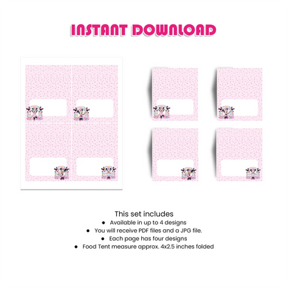Minnie Mouse Food Cards Printable Digital Download