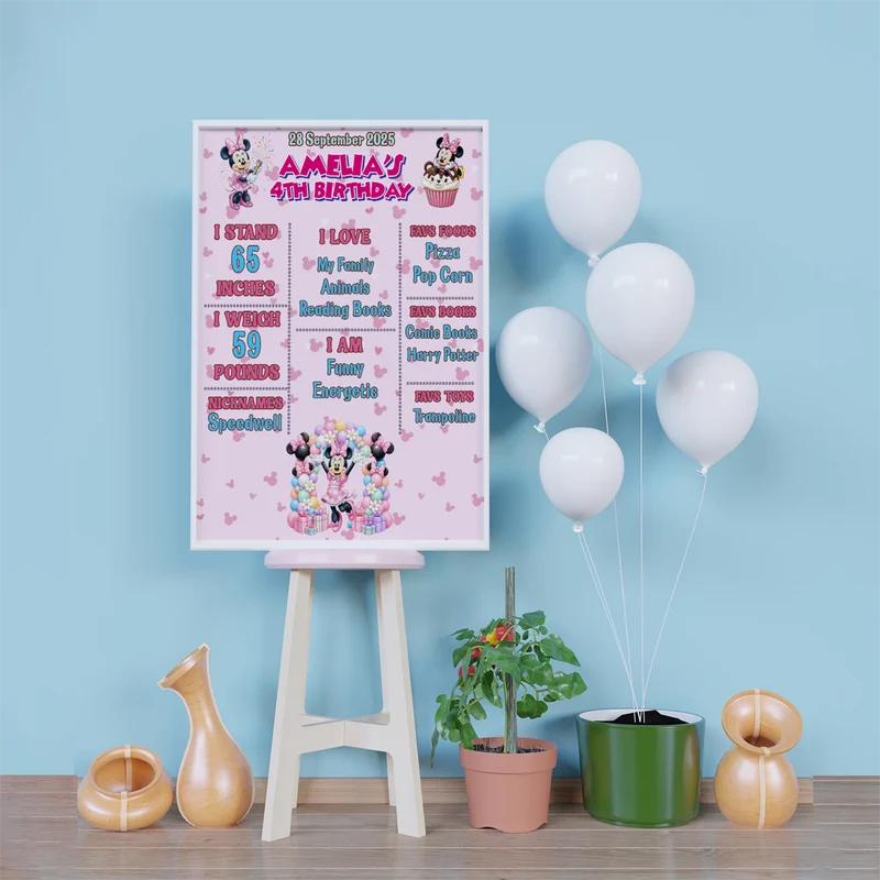 Minnie Mouse Birthday Decorations, Disney Party Supplies, Minnie & Mickey Themed, Minnie Digital Template, Editable Minnie Mouse Image SVG PNG