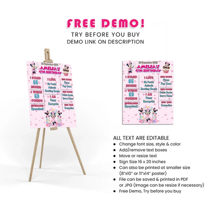 Minnie Mouse Milestone Poster Printable Digital Download