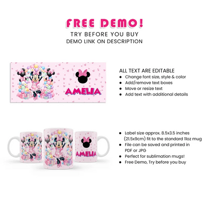 Minnie Mouse Sublimation Mug Digital Download