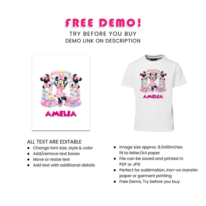 Minnie Mouse Sublimation T-Shirt Digital Download