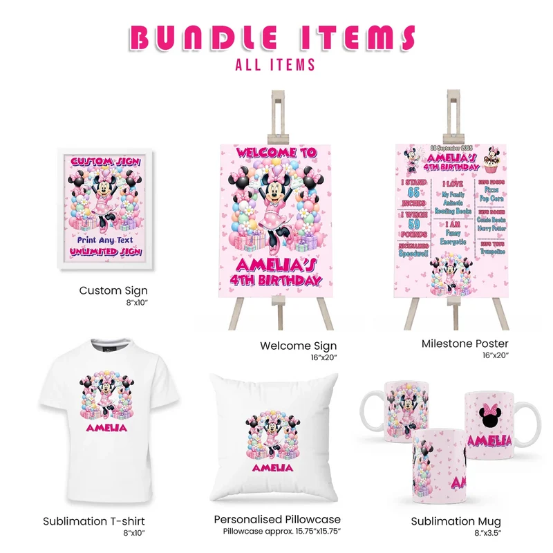 Minnie Mouse Personalized Party Pack Bundle Printable Digital Download