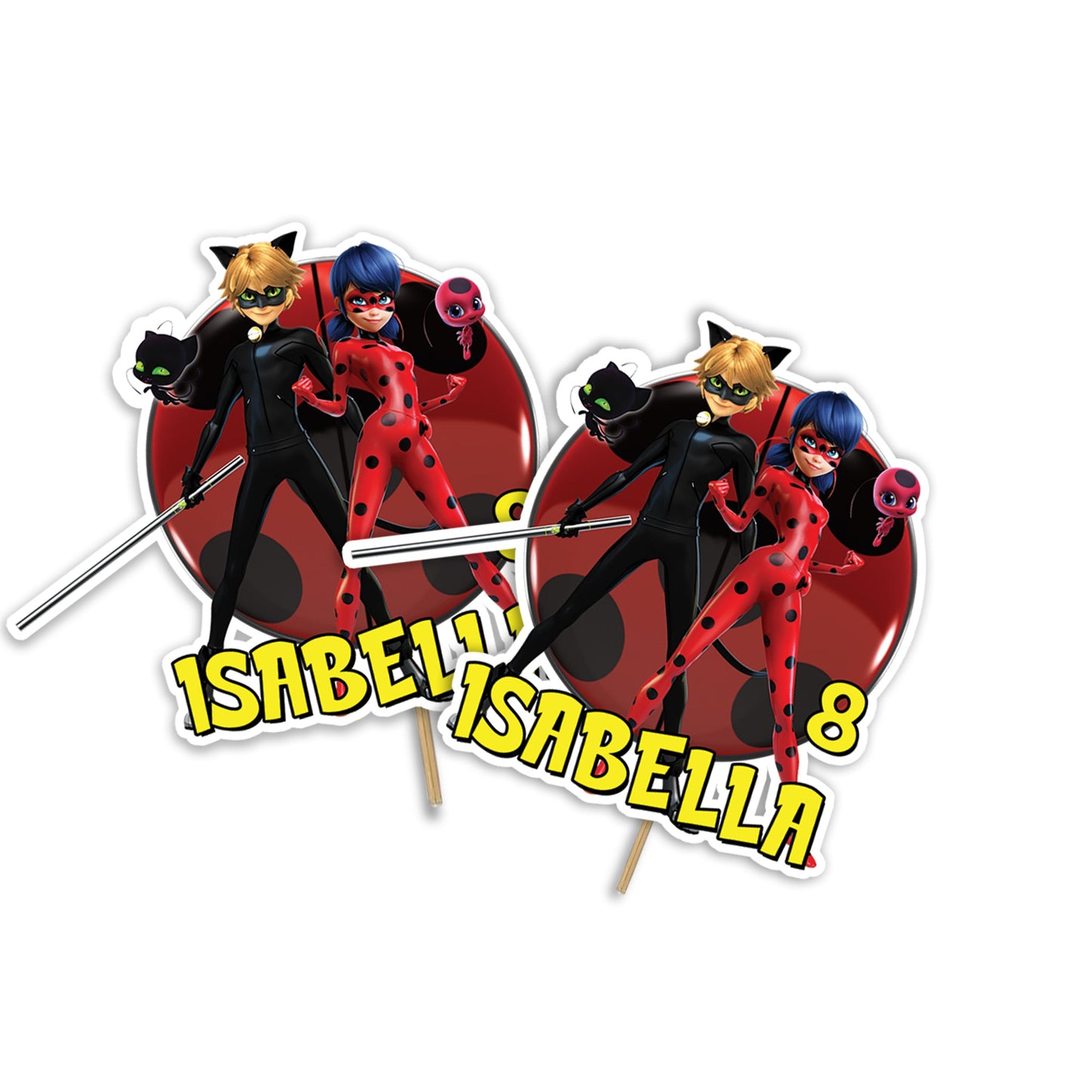 Miraculous The Lady Bug themed personalized cake toppers