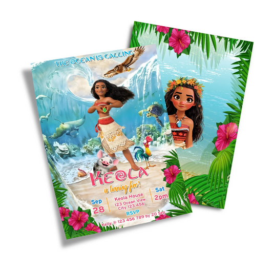 Moana 2 Personalized Birthday Card Invitations for kids’ parties