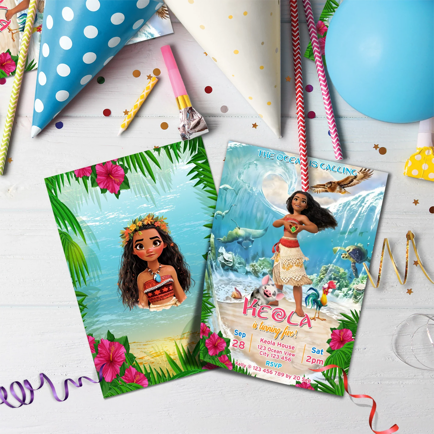 Moana Birthday Decorations, Polynesian Girl Moana Party Supplies, Moana & Maui Themed, Moana 2 Digital Template, Editable Moana 2 Image SVG PNG