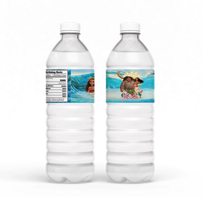 Moana 2 Water Bottle Label for Themed Birthday Party Drinks