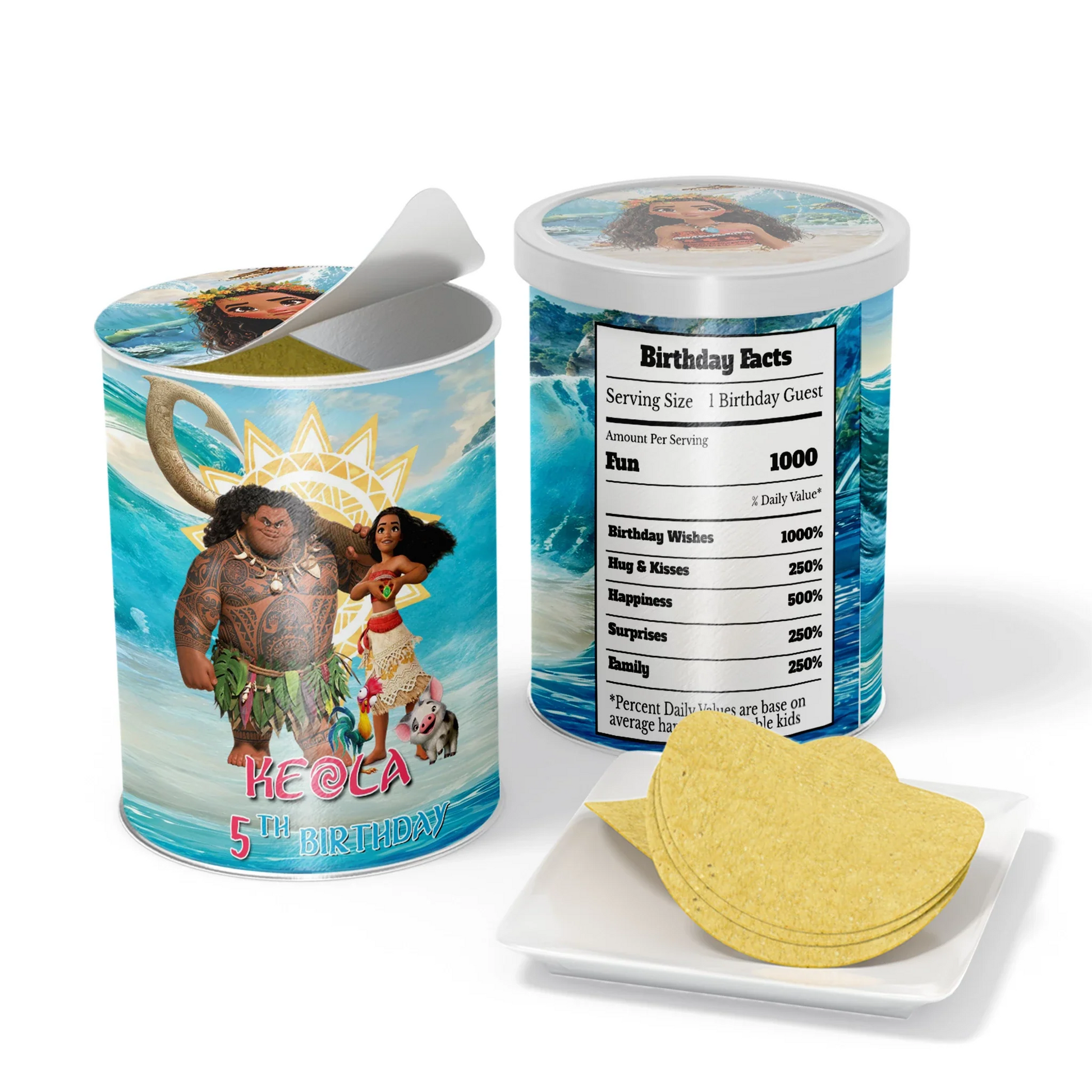 Moana 2 Small Pringles Label for Personalized Snack cans