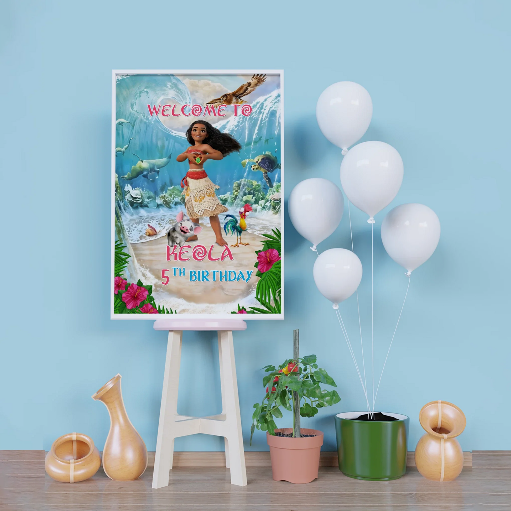 Moana Birthday Decorations, Polynesian Girl Moana Party Supplies, Moana & Maui Themed, Moana 2 Digital Template, Editable Moana 2 Image SVG PNG