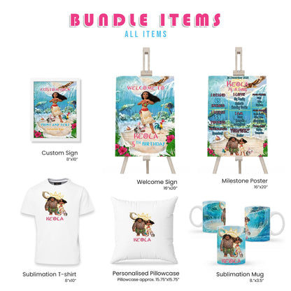 Moana 2 Personalized Digital Template Party Pack Bundle Custom Printable Party Decorations