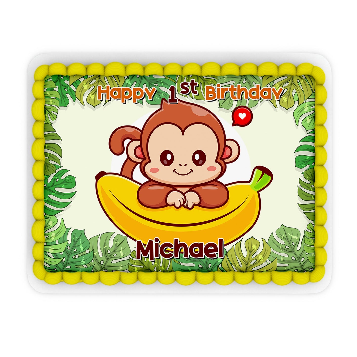 Rectangle Edible Monkey Cake Image for Custom Party Themes