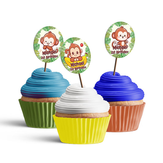 Personalized Monkey Cupcake Toppers for Kids’ Birthdays