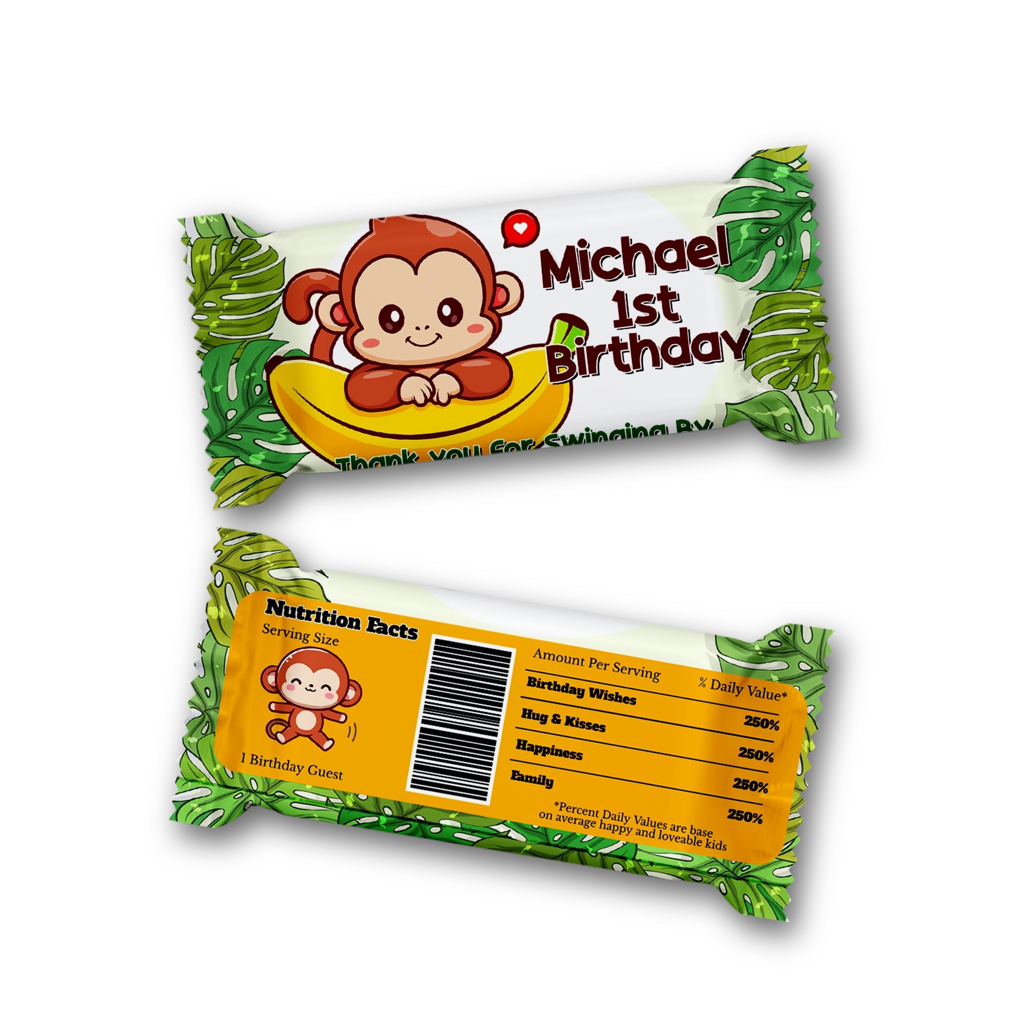 Monkey Labels Little Monkey - Custom Labels for Rice Krispies Treats & Candy Bars ...