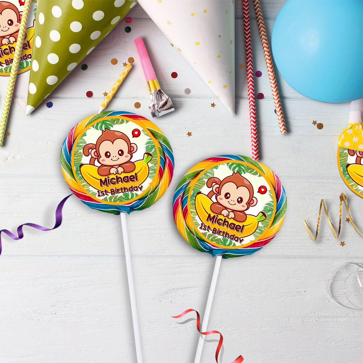 Monkey Labels Little Monkey - Personalized Lollipop Labels for Sweet Party Favors ...