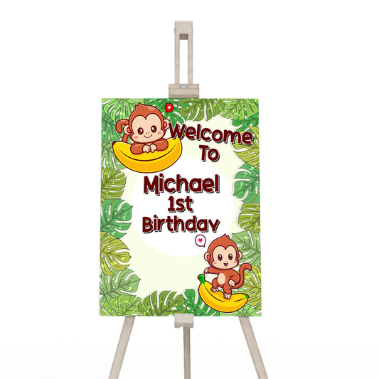 Welcome Sign Featuring Monkey Theme for Birthdays