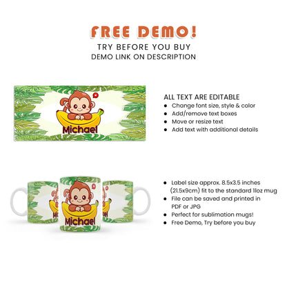 Sip in Style with Little Monkey - Personalized Sublimation Mugs