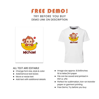 Dress to Impress with Little Monkey - Personalized Sublimation T-Shirts
