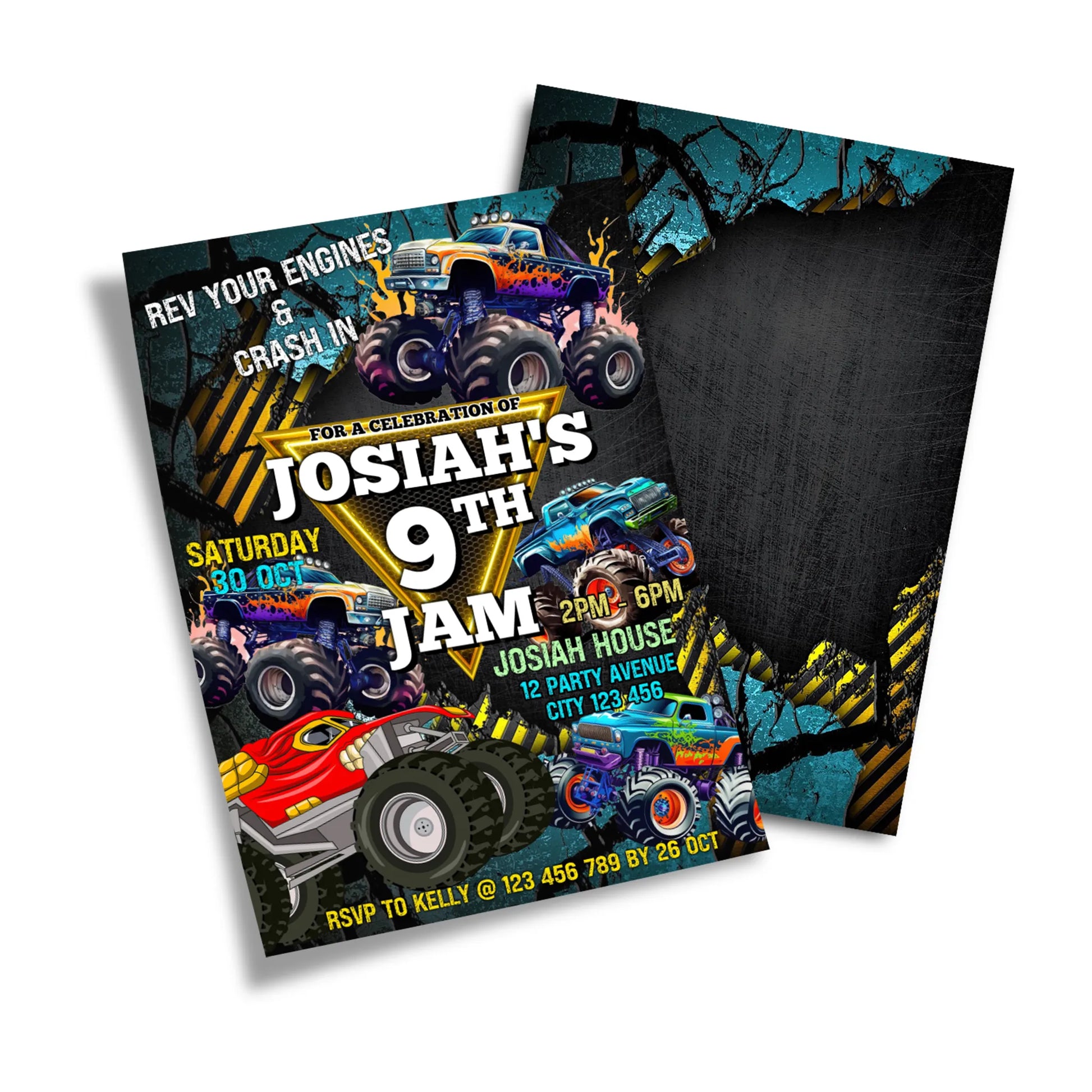 Monster Jam Birthday Card Invitations PartyDaz