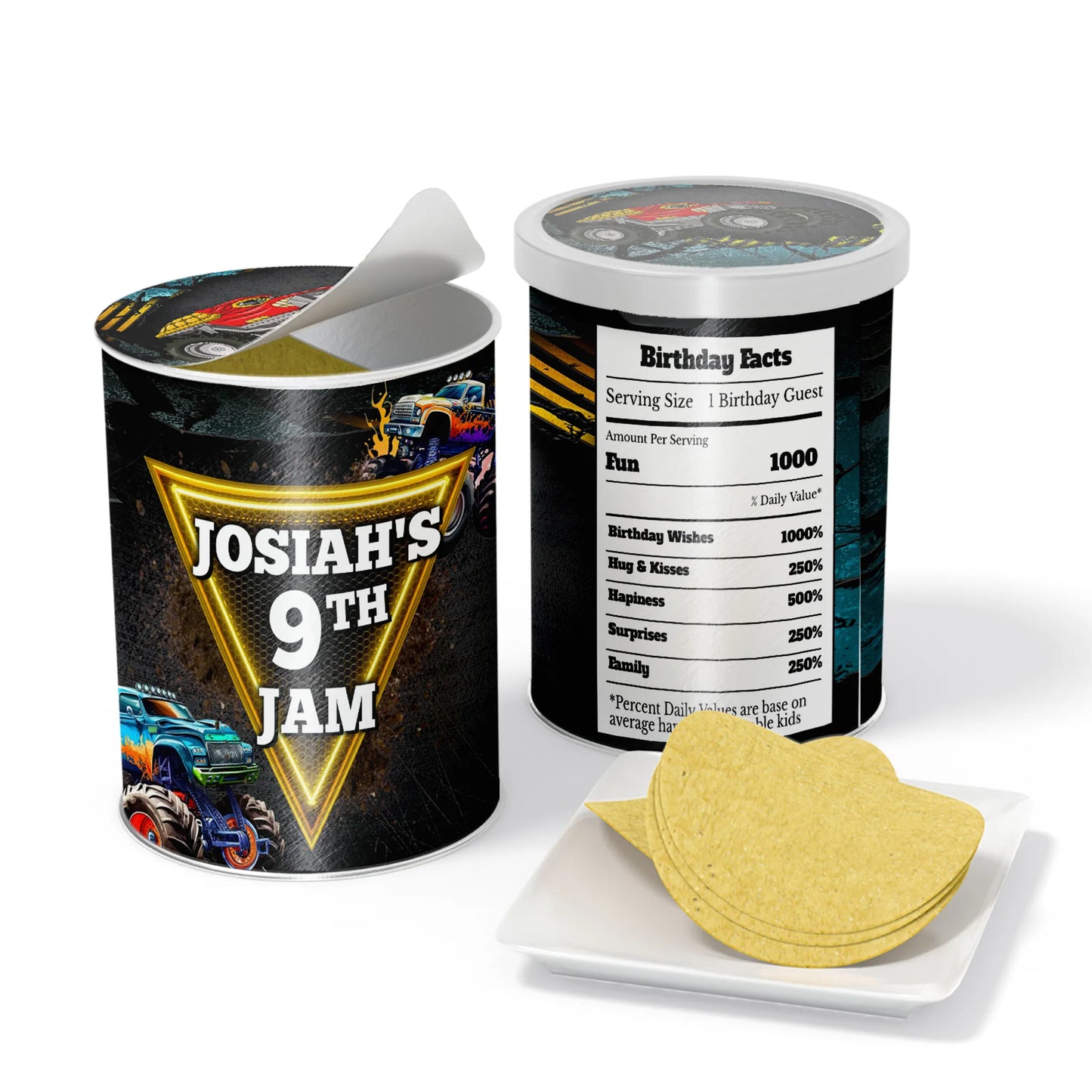 Monster Jam small Pringles label for unique snack decorations