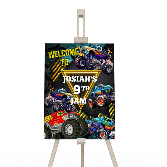 Monster Jam welcome sign for themed party entrances