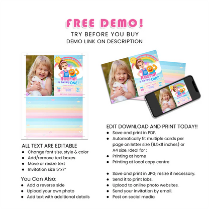 Ms Rachel Toddler Learning Photo Card Invitations Custom