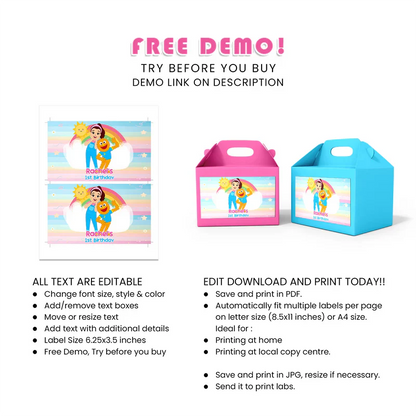 Ms Rachel Toddler Learning Treat Box Label Printable Party