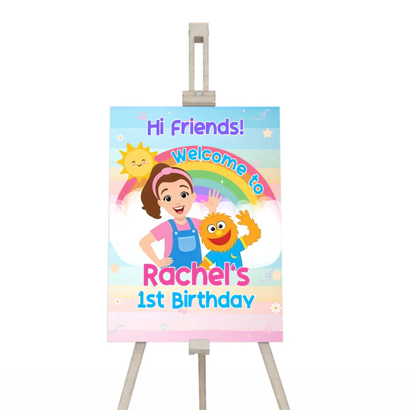 Ms Rachel toddler learning welcome sign with fun personalized graphics displayed upright