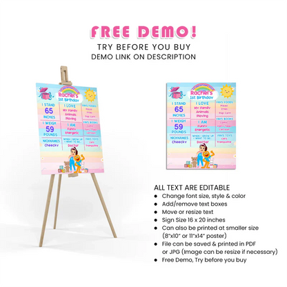 Ms Rachel Toddler Learning Milestone Poster Personalized