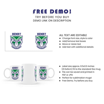 Enjoy Your Drink with NZ Warriors Sublimation Mug