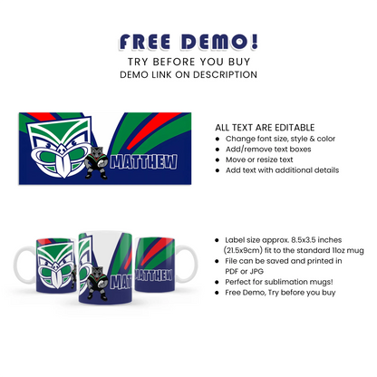 Enjoy Your Drink with NZ Warriors Sublimation Mug