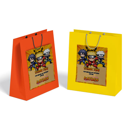 Naruto themed goody bag label