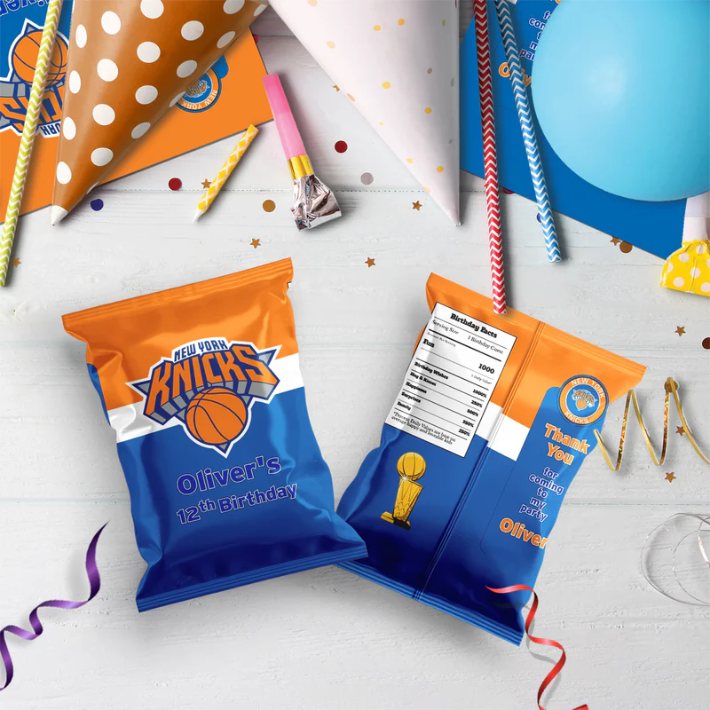 New York Knicks Birthday Decorations, NBA Team Party Supplies, NBA Basketball Team Themed, NewYork Knicks Digital Template, Editable New York Knicks Image SVG PNG