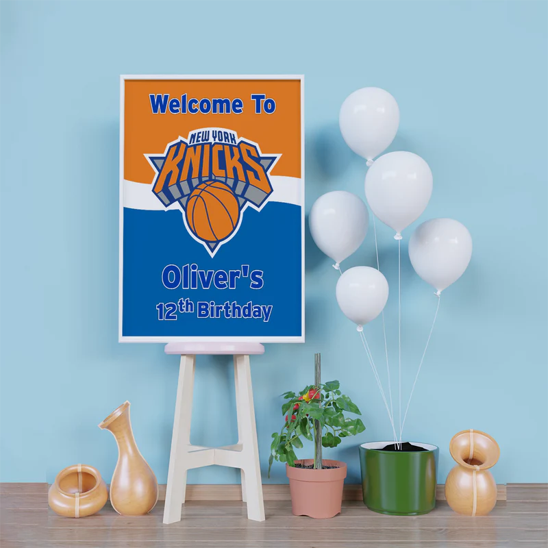 New York Knicks Birthday Decorations, NBA Team Party Supplies, NBA Basketball Team Themed, NewYork Knicks Digital Template, Editable New York Knicks Image SVG PNG