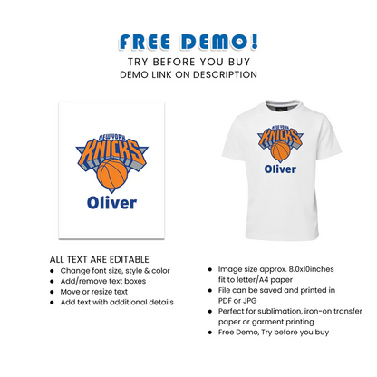 New York Knicks Sublimation T-Shirt Personalized NBA Birthday Shirt
