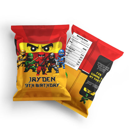 Ninja Figure themed chips bag label